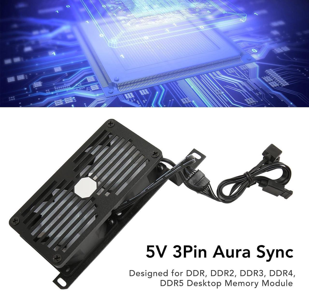 Alt view image 3 of 5 - Beufee Memory Cooling Fan, Memory RAM Cooling Fans Double 6025pwm 1000 to 3000rpm 5v 3pin Pwm CPU Air Cooler Memory Radiators for DDR Ddr2 Ddr3 Ddr4 Ddr5(Black)