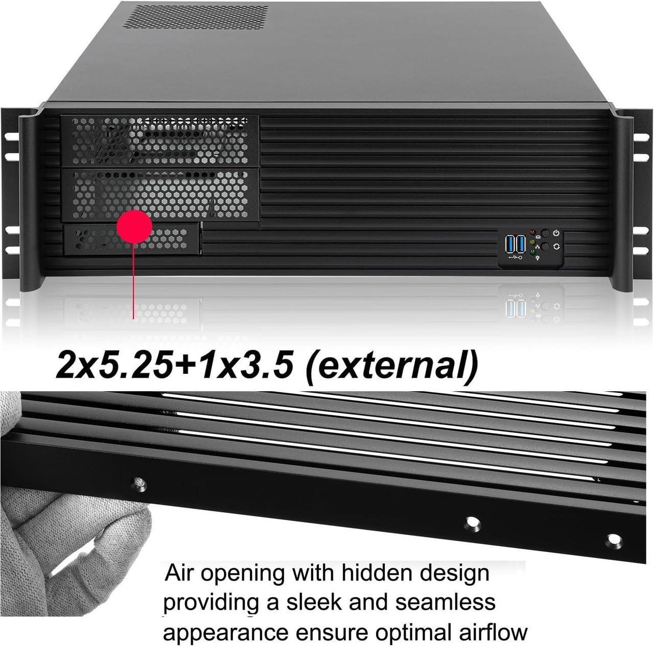 Alt view image 2 of 5 - RackChoice ATX/Micro ATX Mini-ITX 3U Rackmount Server Chassis 2x5.25" + 5x3.5" Bays, ATX PSU Support, Top or Side Cooling Both OK, Depth 18"