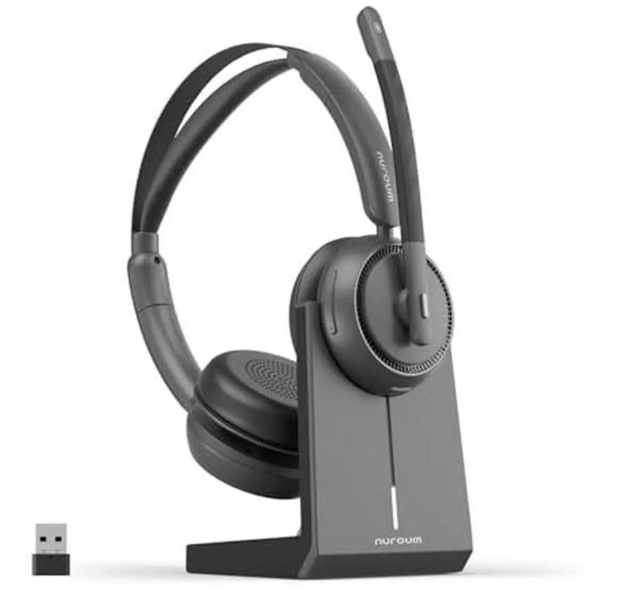 Main image of NUROUM HP31D(2nd Gen) Wireless Headset with Mic for Work, Bluetooth Headset with Noise Cancelling Microphone, Charging Stand/Mute Button, Dongle/USB for PC/Computer/Laptop for Zoom/Teams, Office