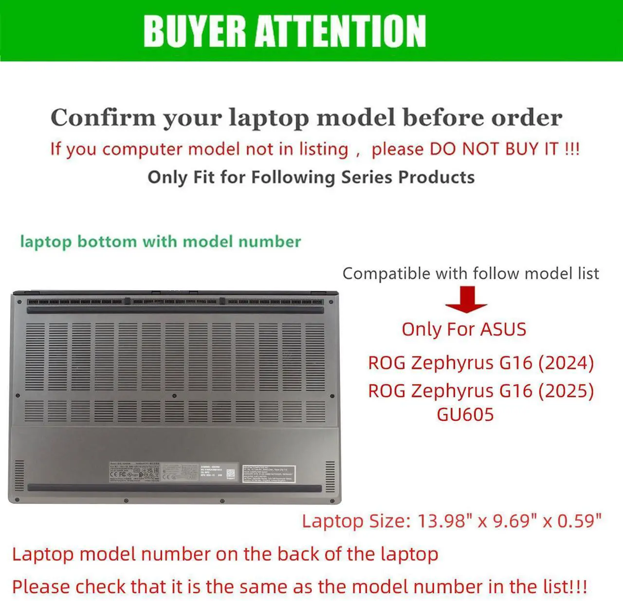 Alt view image 2 of 5 - RUNMEIJIA Laptop Cover Case Only for ASUS ROG Zephyrus G16(2024~2025 16" [not Compatible with Any Other Model] .2-in-1 PU Leather Detachable Notebook Sleeve Computer Bag Protective (Black)