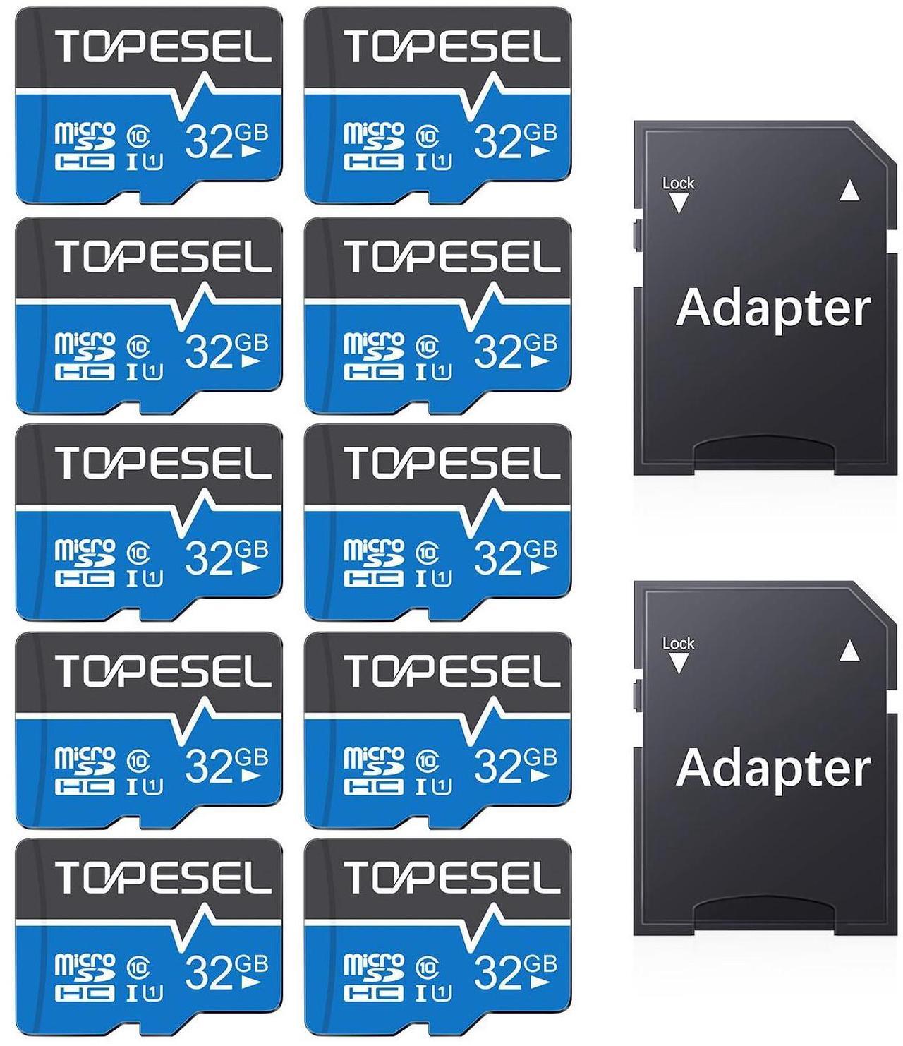 Main image of TOPESEL 10-Pack 32GB Micro SD Card Class 10 Micro-SDXC Memory Card UHS-I, High Speed Flash TF Card for Security Camera/Smartphone/Drone/Dash Cam/Tablet/PC, C10, U1, 32GB 10Pack