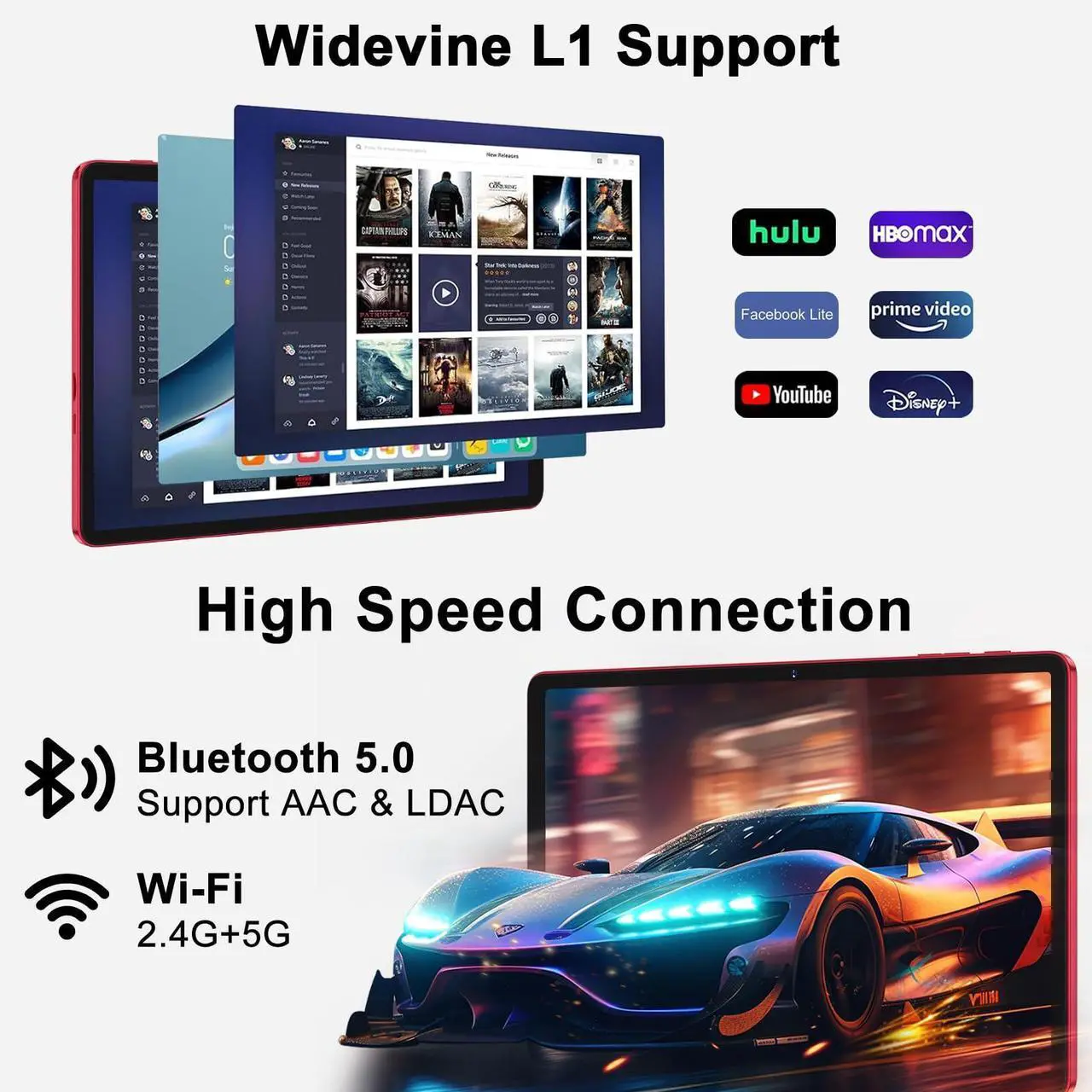 Alt view image 5 of 5 - Android 14 Tablet 11 Inch Tablets, 24GB RAM 256GB ROM(1TB Expand), Octa-Core Tablets with 8000 mAh Battery, 5G WiFi, Bluetooth 5.0, Android Tablet 5MP+13MP Dual Camera, IPS Touch Screen, GPS Tab-Red