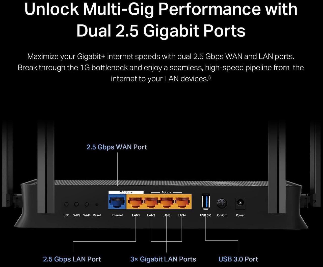 Alt view image 3 of 5 - TP-Link Dual-Band BE3600 Wi-Fi 7 Router Archer BE230 | 4-Stream 3.6 Gbps | 2x2.5G + 3x1G Ports, USB 3.0, 2.0 GHz Quad Core, 4 Antennas | VPN Clients & Server | EasyMesh, HomeShield, MLO, Private IOT