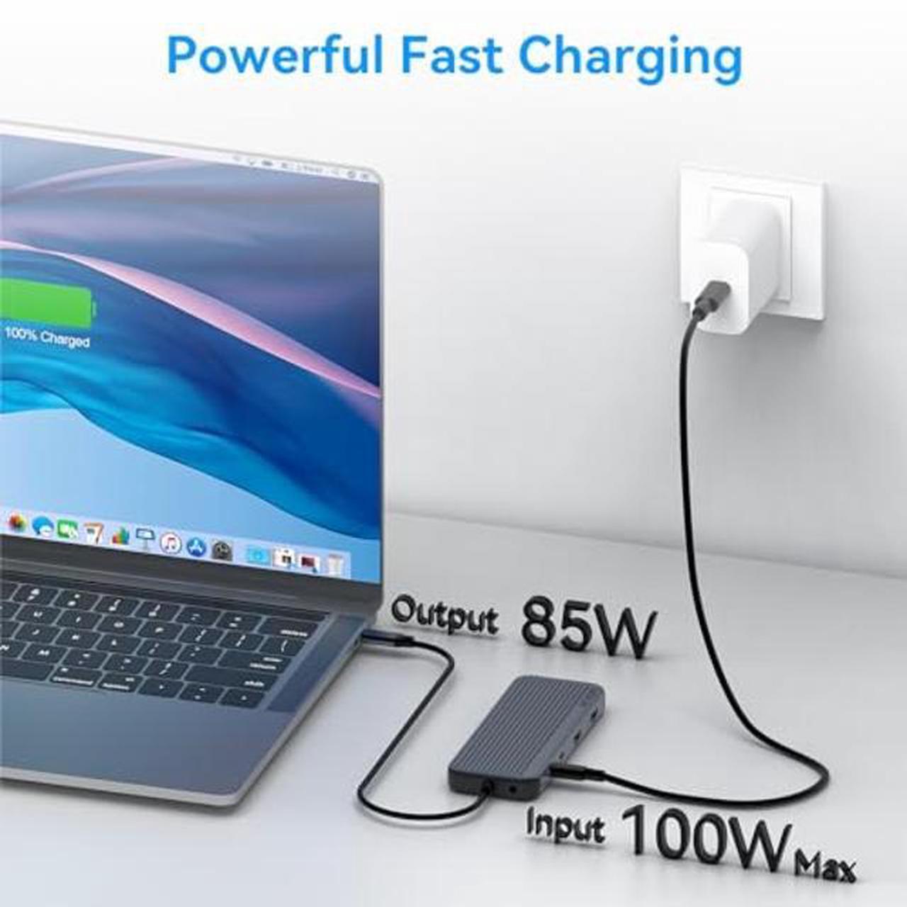 Alt view image 5 of 5 - USB C Docking Station 3 HDMI, 12 in 1 Docking Station Triple Display, Docking Station Dual Monitor, Laptop Docking Station 3 HDMI with 10 Gbps, Ethernet, USB A/C 3.1, USB 2.0, 100W PD, Audio & Mic, SD