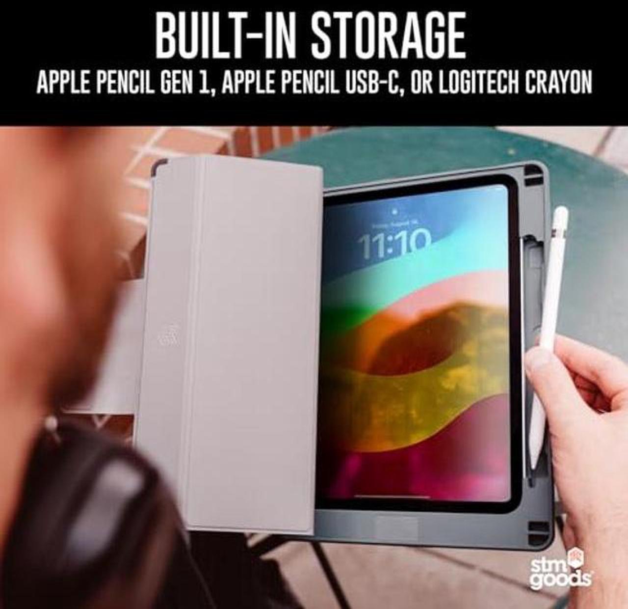 Alt view image 5 of 5 - STM Goods Dux Ox for iPad (A16/10th Gen) Super Protective Case with Integrated 3.5mm Aux Jack, Translucent Back, Durable & Water-Resistant, Built-in Storage for Apple Pencil USB-C/Gen 1 - Black