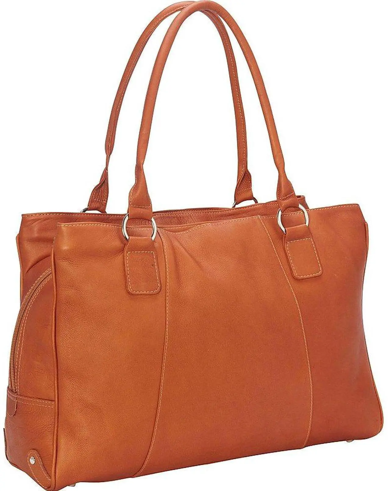 Main image of Piel Leather Laptop Travel Tote, Saddle, One Size