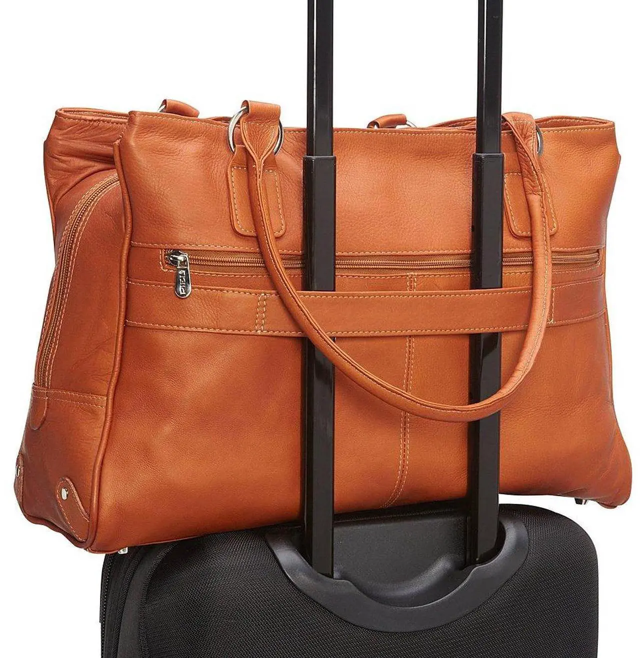 Alt view image 4 of 5 - Piel Leather Laptop Travel Tote, Saddle, One Size
