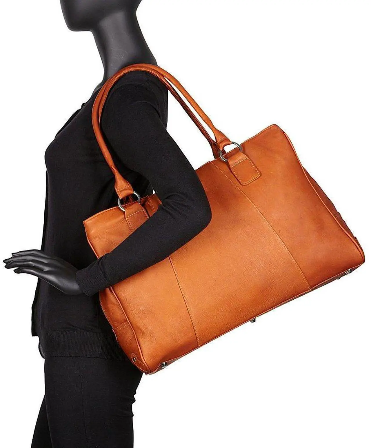 Alt view image 5 of 5 - Piel Leather Laptop Travel Tote, Saddle, One Size