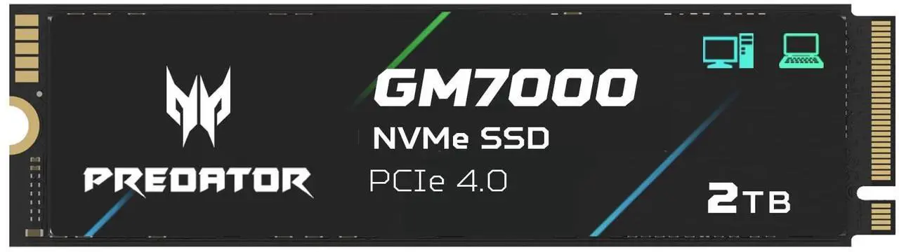 Main image of Predator M.2 SSD 2TB GM7000 with DRAM Cache NVMe 1.4 2280 PCIe Gen4x4 Ultra high Speed (Maximum Read: 7400MB/s, max Write: 6700MB/s) 3D NAND TLC Internal SSD Compatible with PS5 Pro - BL.9BWWR.106