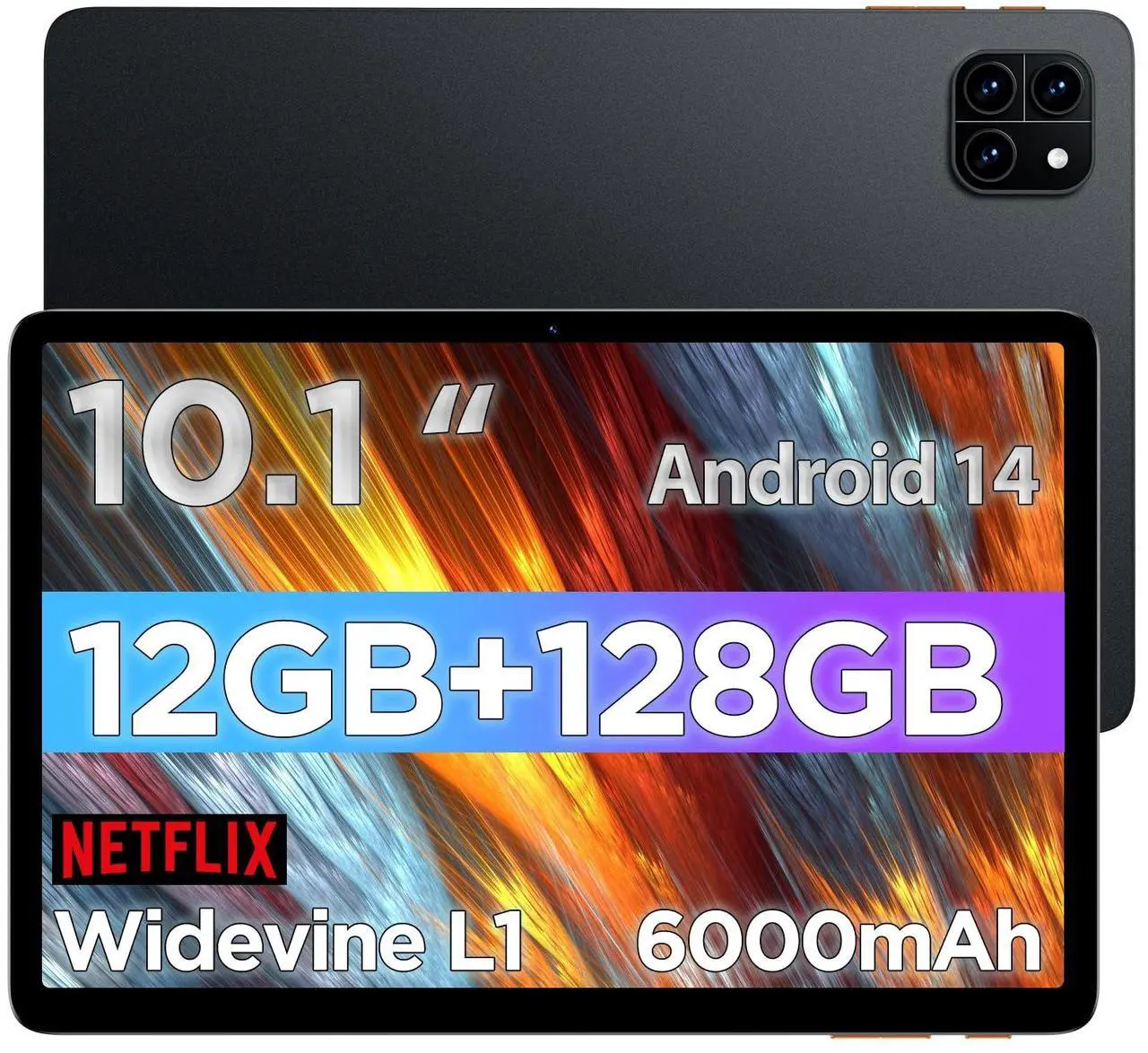 Alt view image 2 of 5 - Android Tablet with Protective Case, 10.1 inch Android 14 Tablet, Octa-core Processor, RAM 12GB, ROM 128GB (Up to 2 TB), 800 x 1280 Resolution, WiFi 6 & Bluetooth 5.4, Dual Cameras, Dual Speakers