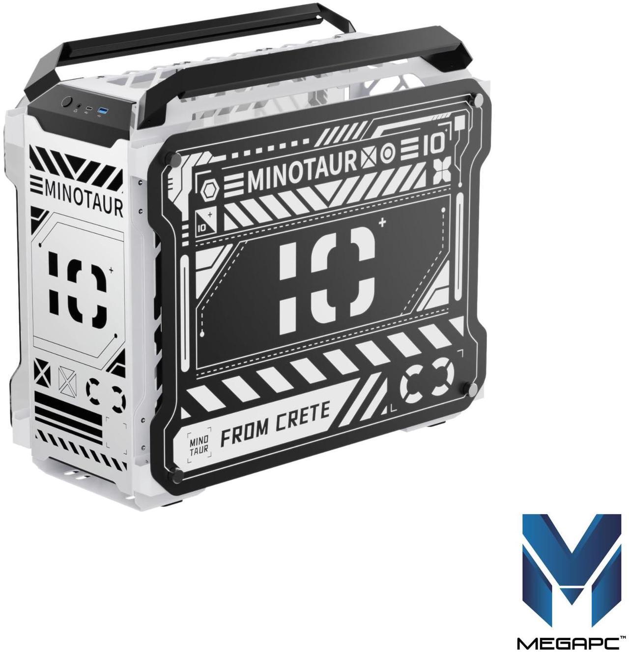 Alt view image 3 of 5 - MegaPC Mino Open-Frame ATX Gaming Case - Industrial Design, Tempered Glass Panels, High Airflow, ARGB Lighting, USB-C Port (Black/White/Print Stream, with Fans + Watercooler)