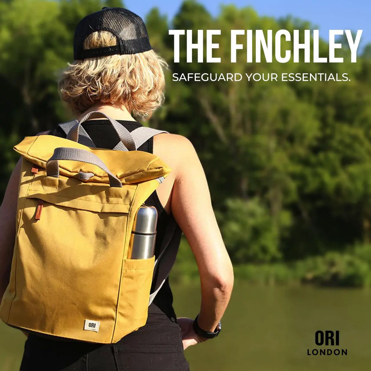 Alt view image 3 of 5 - ORI LONDON Rolltop Backpack - Small Travel Backpack with Lots of Pockets for Men & Women - The Finchley, Atomic Orange