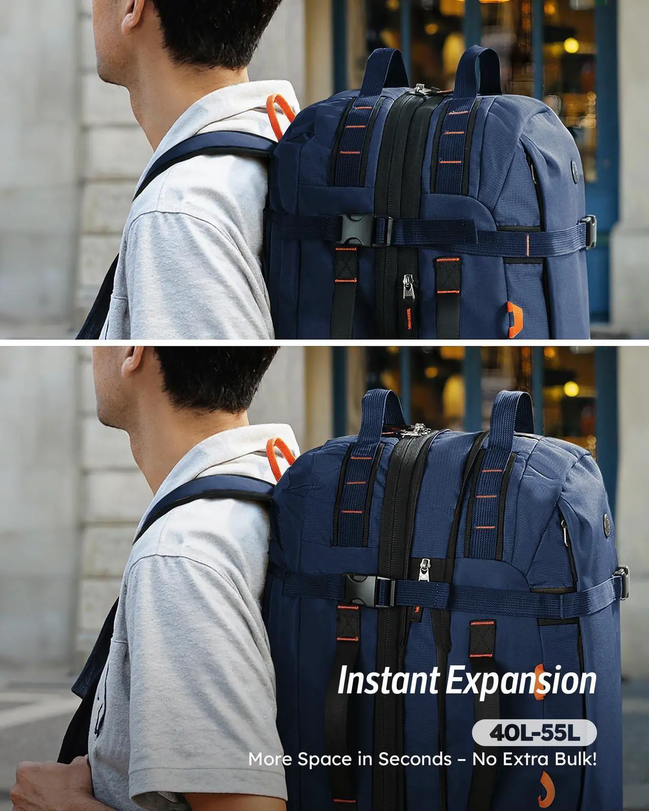 Alt view image 5 of 5 - Tolaccea Travel Laptop Backpack, Large Carry on Backpack Flight Approved Convertible Duffle Luggage Bag Daypack Work Business Rucksack Fits 16" Laptop for Men Women 3 Carrying Ways, 40L-55L Expandable