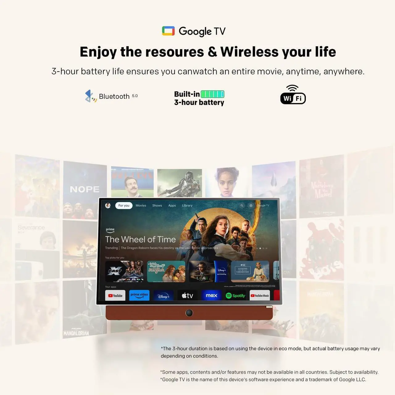 Alt view image 2 of 5 - Skyworth 24-Inch Portable Smart 3-Hour Battery Life 24P100 Companion Series 1080P FHD Smart Google TV, Matte Screen, HDR10, Dolby Audio, LED, Bluetooth, Chromecast and Google Assistant