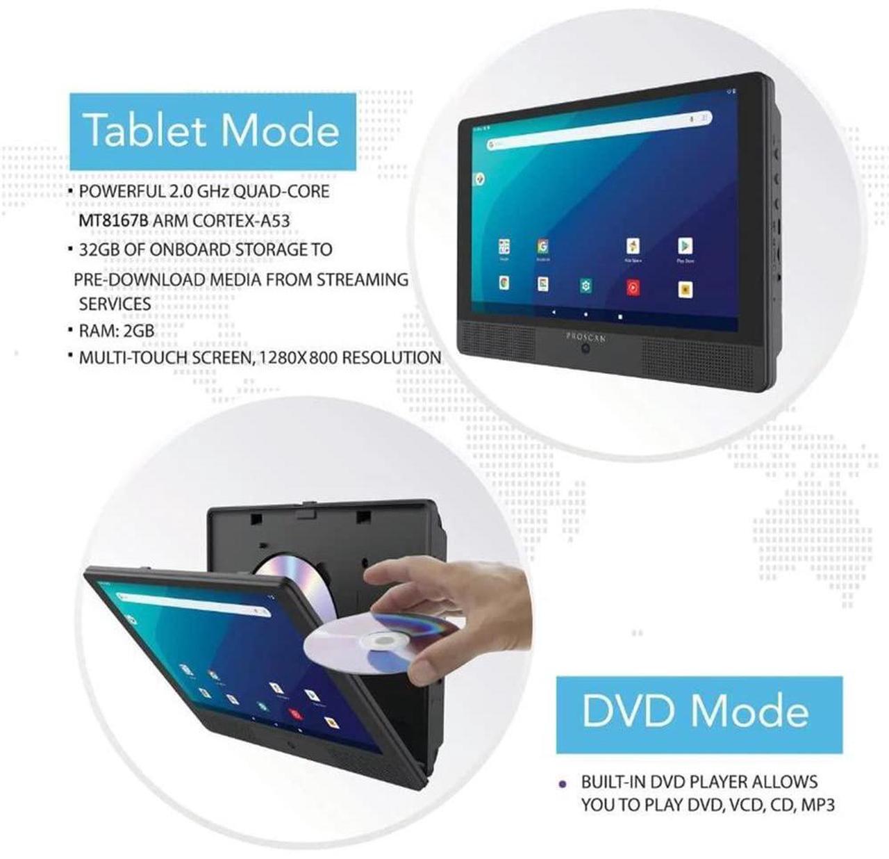 Alt view image 5 of 5 - PROSCAN Elite 10.1" Quad Core Tablet/Portable DVD Combo 2GB/32GB Android 11 PELTDV1029