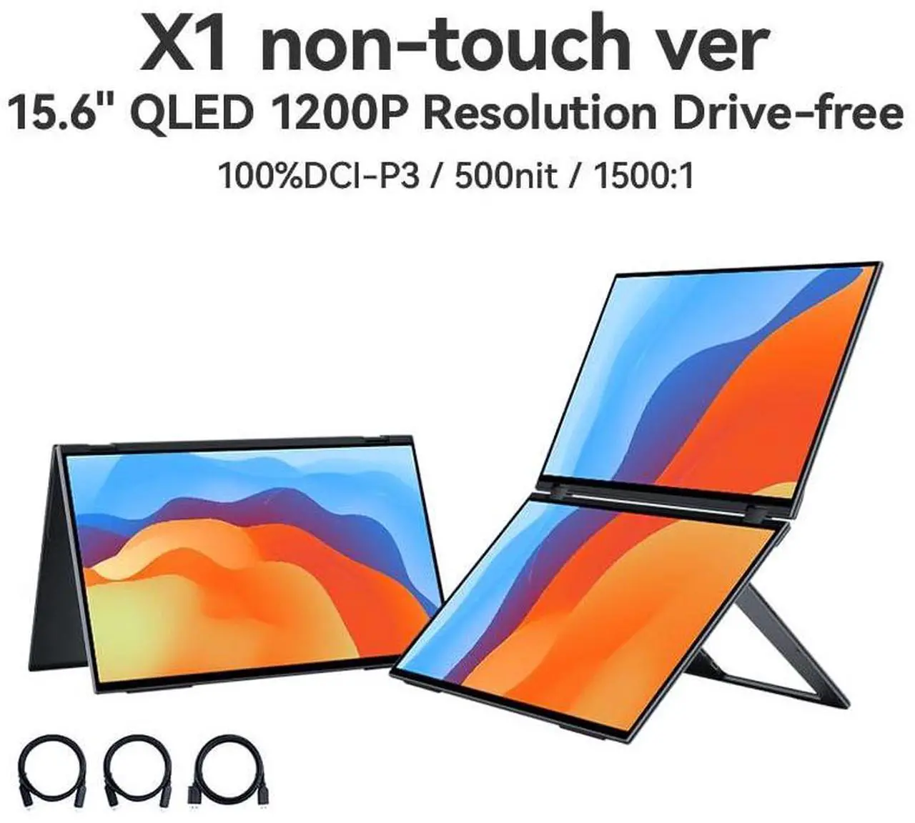 Alt view image 2 of 5 - EHOMEWEI Dual View Portable Monitor 16"*2 FHD 60Hz 100% DCI-P3 400 Nit CNC Metal Shell for Laptop Tablet Phone for Windows MacOS X1
