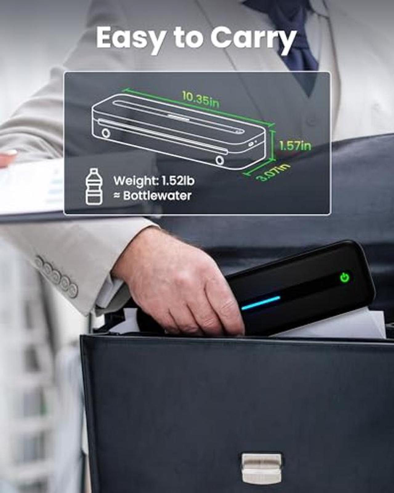 Alt view image 4 of 5 - Itari M832 Portable Printer for Travel with Case and 4 Rolls Paper, Inkless Thermal Printer, Support 8.5" x 11" A4 & US Letter, Wireless Compatible with iPhone, Android, Laptop, Black
