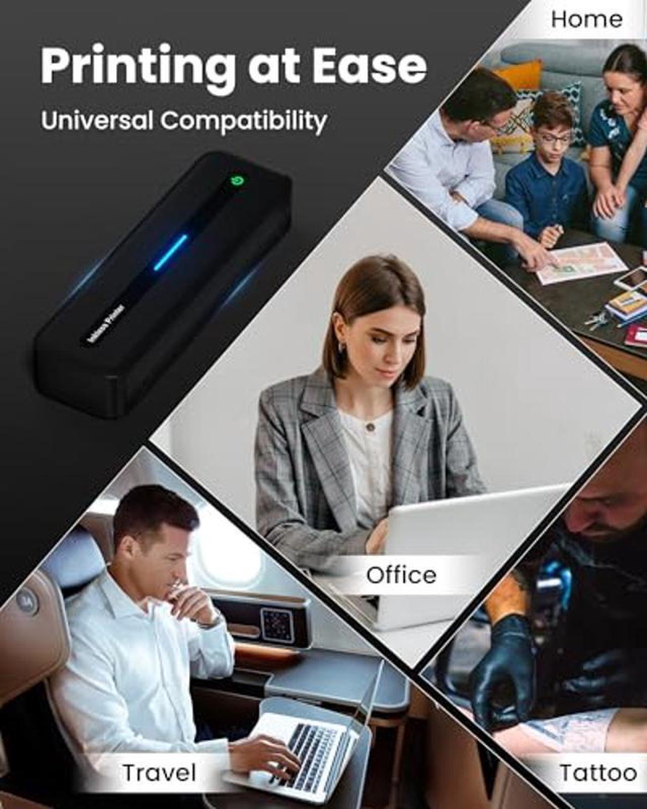 Alt view image 5 of 5 - Itari M832 Portable Printer for Travel with Case and 4 Rolls Paper, Inkless Thermal Printer, Support 8.5" x 11" A4 & US Letter, Wireless Compatible with iPhone, Android, Laptop, Black