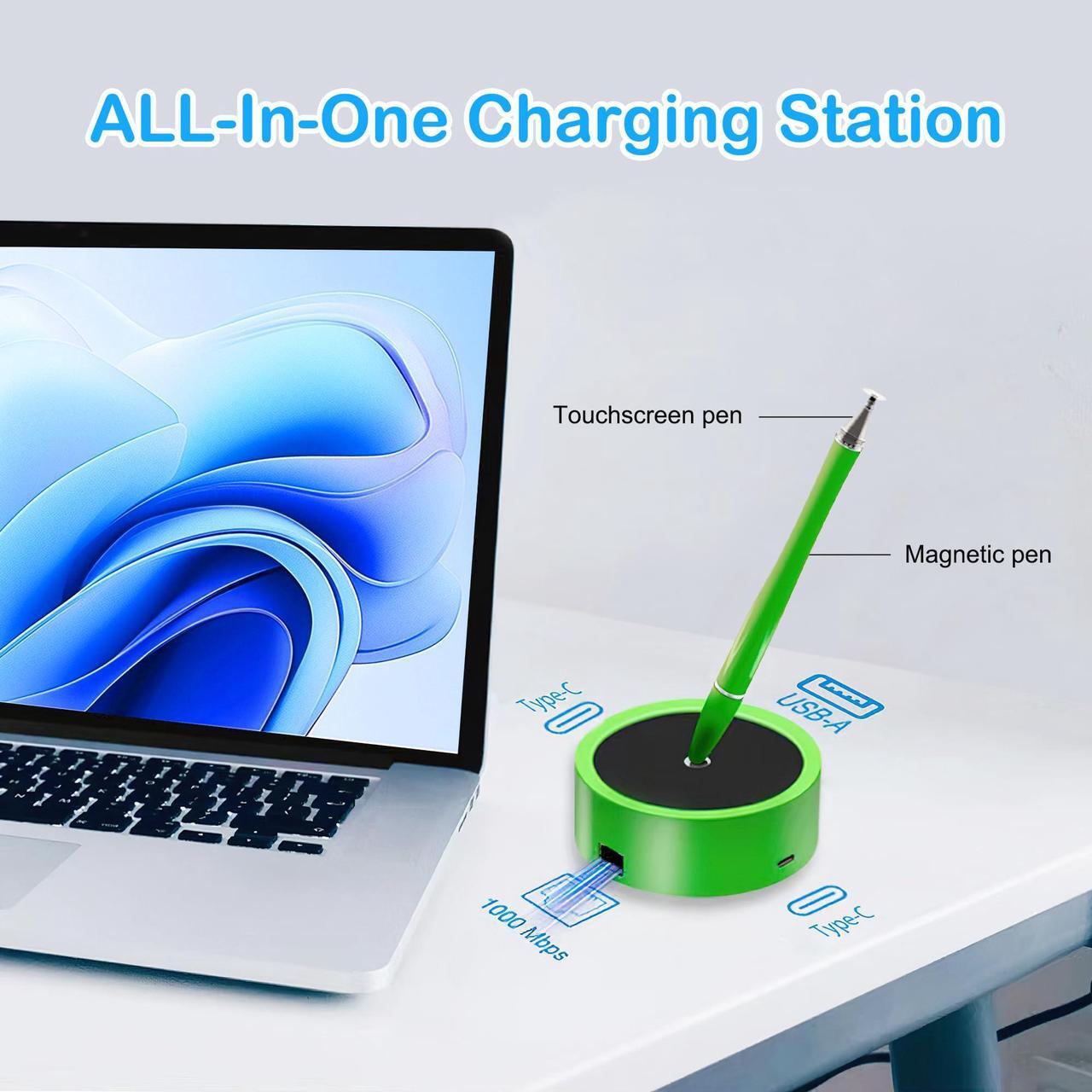Alt view image 4 of 5 - Magnetic Levitating Pen Equipped with Docking Station, 3 in 1 USB-C Hub with 1000Mbps Ethernet, Multifunctional Floating Pen with USB3.0 Port, Good Desk Accessories