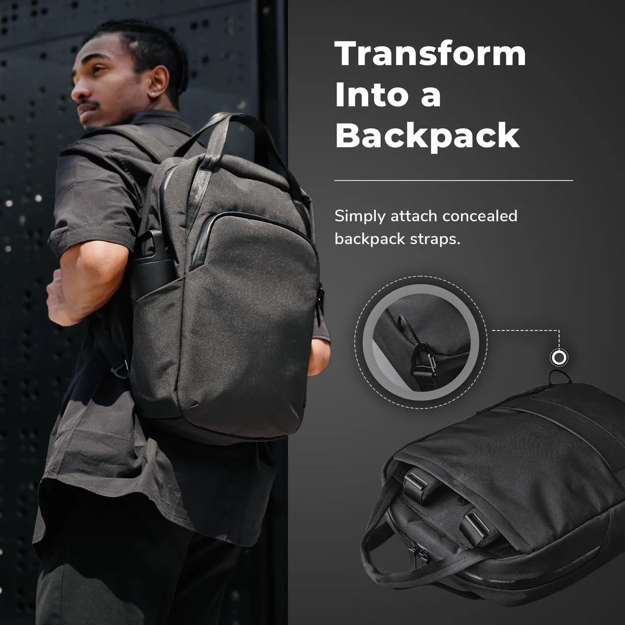 Alt view image 4 of 5 - ALPAKA Bravo Totepack Axoflux Green 300D - Convertible Tote and Backpack For Men and Women -13 Liters, Fits a 16-Inch Macbook Pro - Weatherproof Fabric Helps Ensure Optimal Protection