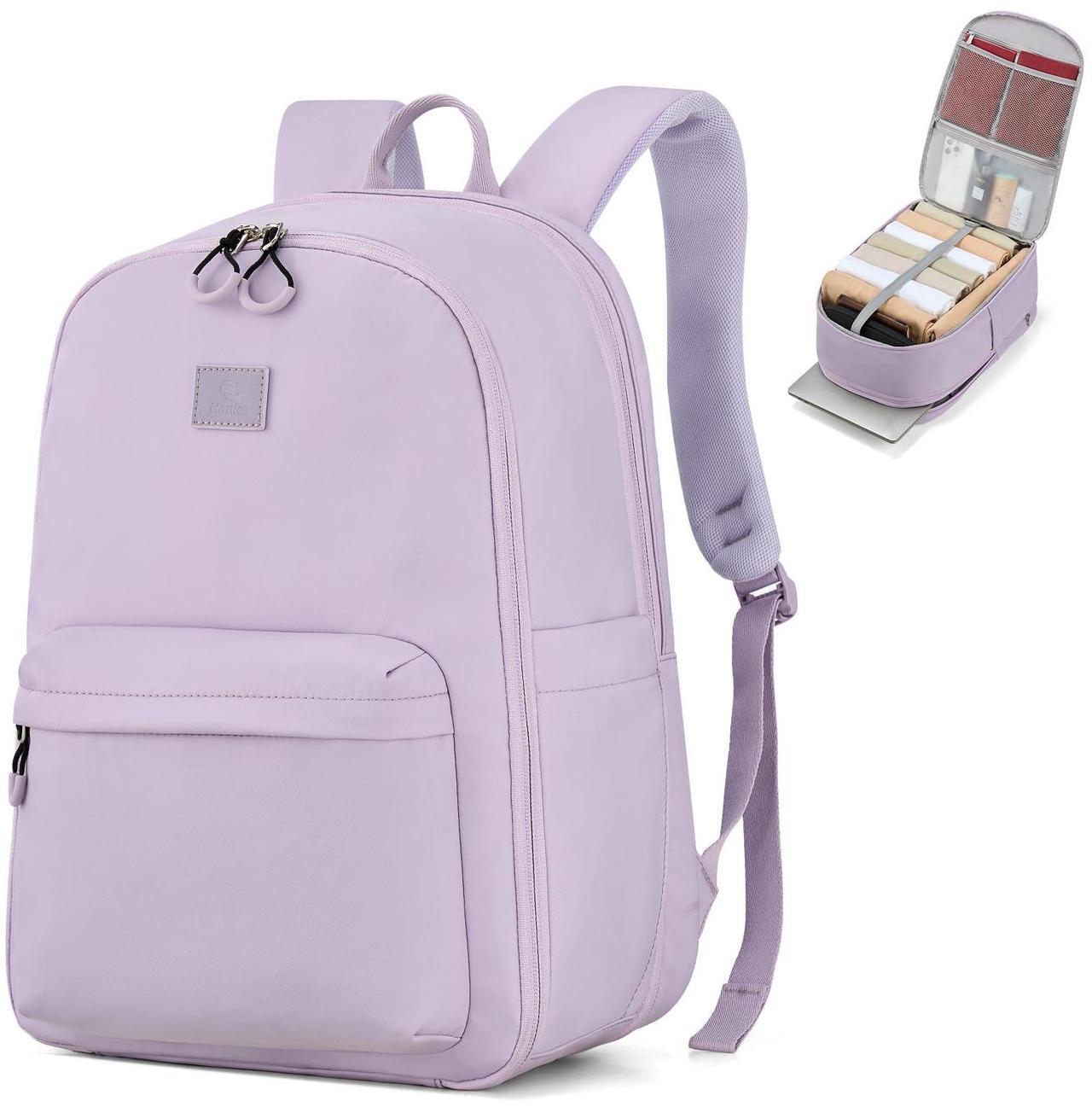 Main image of Hanke 18 Inch Expandable Travel Laptop Backpack for Women, Personal Item Backpack Work Backpack Woman Men Casual Daypack Backpacks Carry On Bag Backpacks for Airline Approved(Taro Purple)