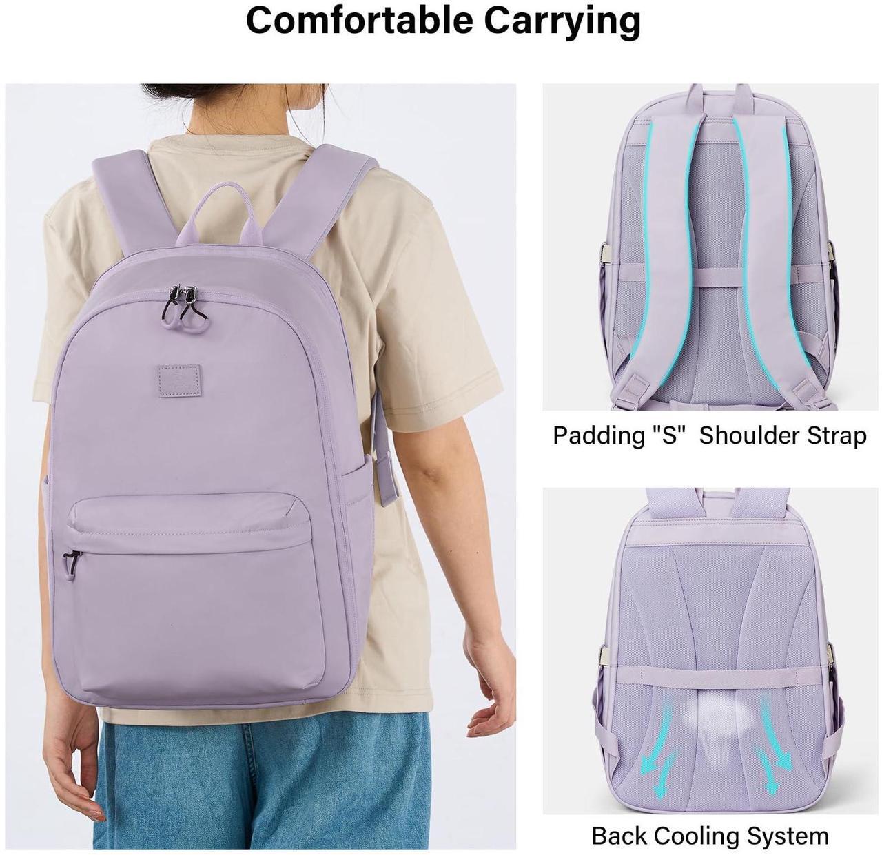 Alt view image 5 of 5 - Hanke 18 Inch Expandable Travel Laptop Backpack for Women, Personal Item Backpack Work Backpack Woman Men Casual Daypack Backpacks Carry On Bag Backpacks for Airline Approved(Taro Purple)