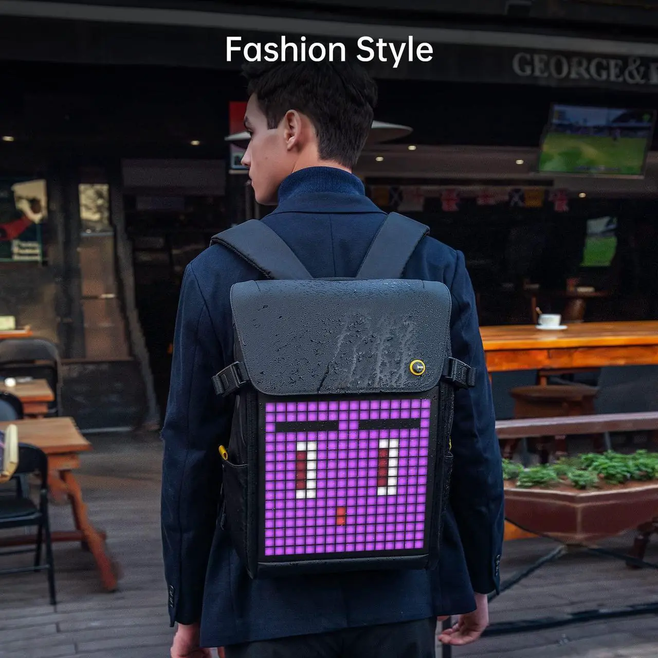 Alt view image 4 of 5 - Divoom LED Display Laptop Backpack and Sling Bag-V with App Control, Cool DIY Pixel Art Animation Fashion Backpack, Unique Gift for Men or Women