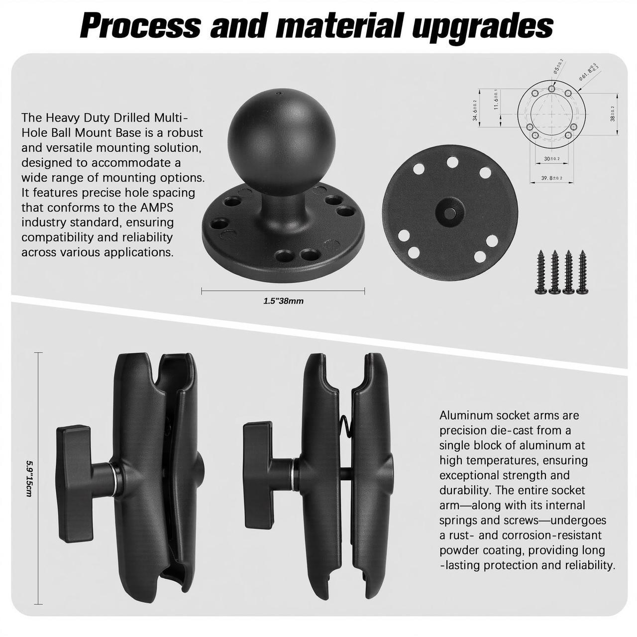 Alt view image 4 of 5 - VINmounts Aluminum Heavy Duty Tablet Mount for Truck, Drill Base Tablet Holder for Car, Compatible with 7.5''-10.2'' Tablets/iPad, iPad Car Mount for Truck, Boat, Dashboard.