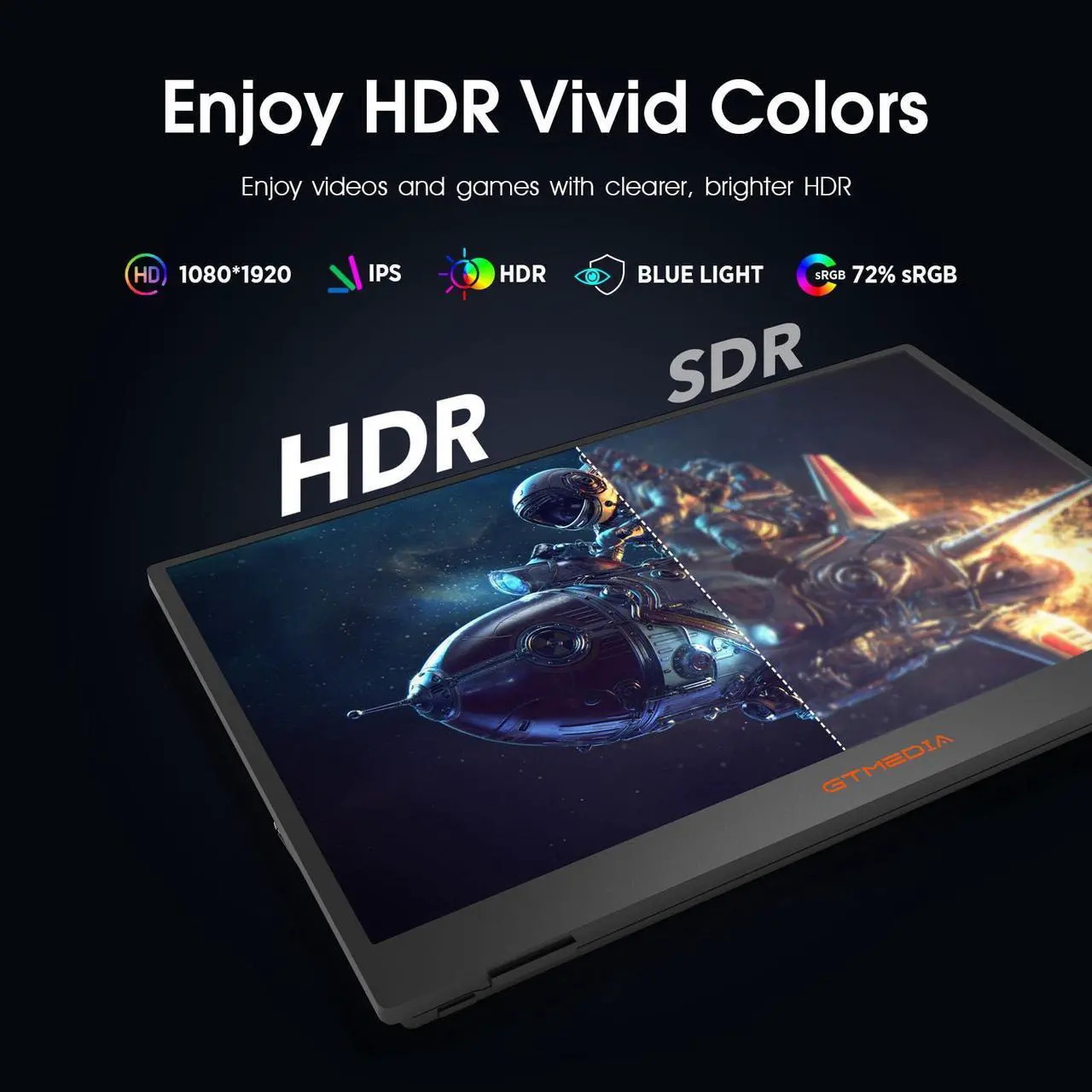 Alt view image 2 of 5 - Portable Monitor 15.6inch 1080P FHD Laptops Monitors USB C HDMI Second External Monitor for Laptops Gaming Monitors Display for Tablet/Phone/PC/MAC/PS5 Built-in Dual Speakers