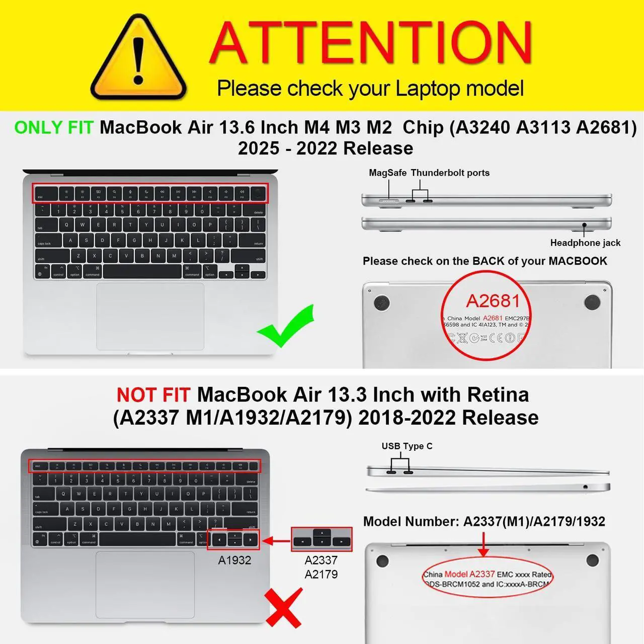 Alt view image 2 of 5 - Fintie Case for MacBook Air 13.6 Inch A3240 A3113 A2681 (2022 2023 2024 2025 Release) - Heavy Duty Rugged Hard Shell Case Cover with TPU Bumper for MacBook Air 13.6" M2 M3 M4 Chip, Clear
