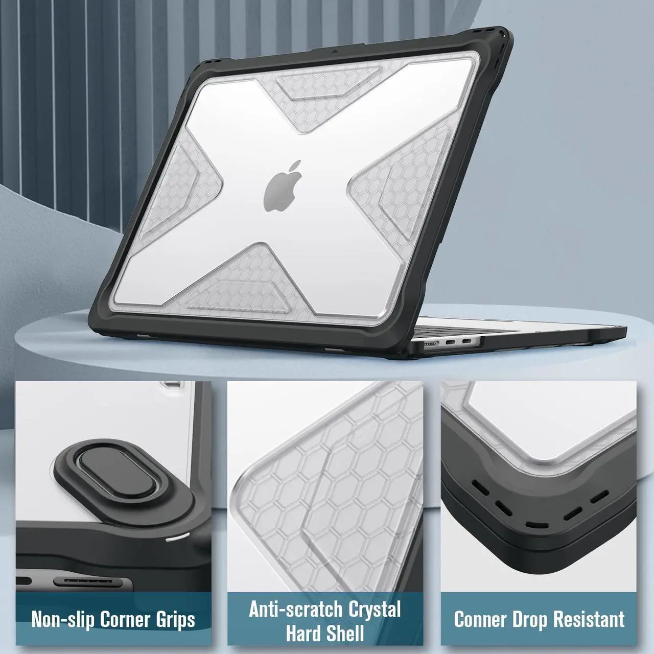 Alt view image 5 of 5 - Fintie Case for MacBook Air 13.6 Inch A3240 A3113 A2681 (2022 2023 2024 2025 Release) - Heavy Duty Rugged Hard Shell Case Cover with TPU Bumper for MacBook Air 13.6" M2 M3 M4 Chip, Clear