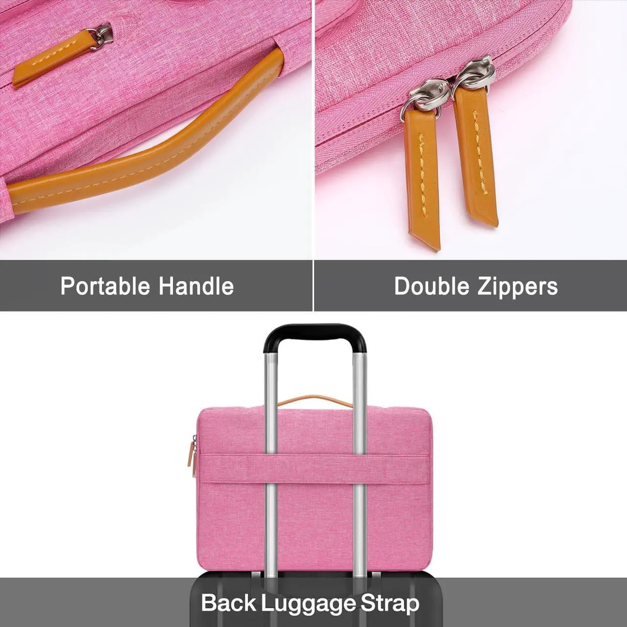 Alt view image 3 of 5 - MOSISO 360 Protective Laptop Case 16 inch, 15-15.6 inch Laptop Sleeve Compatible with MacBook Pro 16, HP, Acer, Dell, Lenovo, ASUS, Side Open Carrying Case with 4 Zipper Pockets&Handle, Rose Red