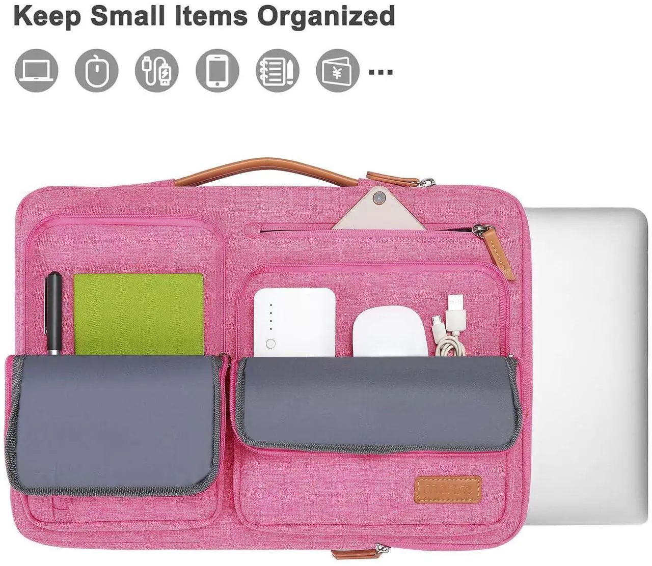 Alt view image 5 of 5 - MOSISO 360 Protective Laptop Case 16 inch, 15-15.6 inch Laptop Sleeve Compatible with MacBook Pro 16, HP, Acer, Dell, Lenovo, ASUS, Side Open Carrying Case with 4 Zipper Pockets&Handle, Rose Red