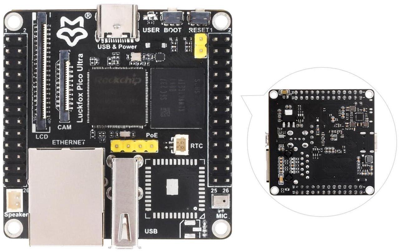 Main image of Waveshare Luckfox Pico Ultra RV1106 Linux Micro Development Board, Integrates ARM Cortex-A7/RISC-V MCU/NPU/ISP Processors, with 8GB EMMC, Without PoE Module or WiFi