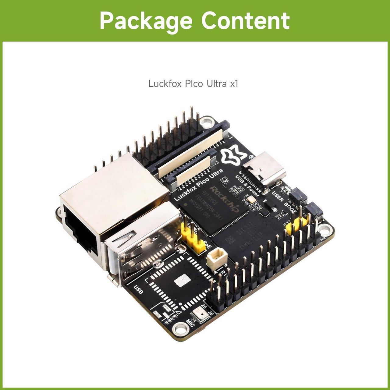 Alt view image 2 of 5 - Waveshare Luckfox Pico Ultra RV1106 Linux Micro Development Board, Integrates ARM Cortex-A7/RISC-V MCU/NPU/ISP Processors, with 8GB EMMC, Without PoE Module or WiFi