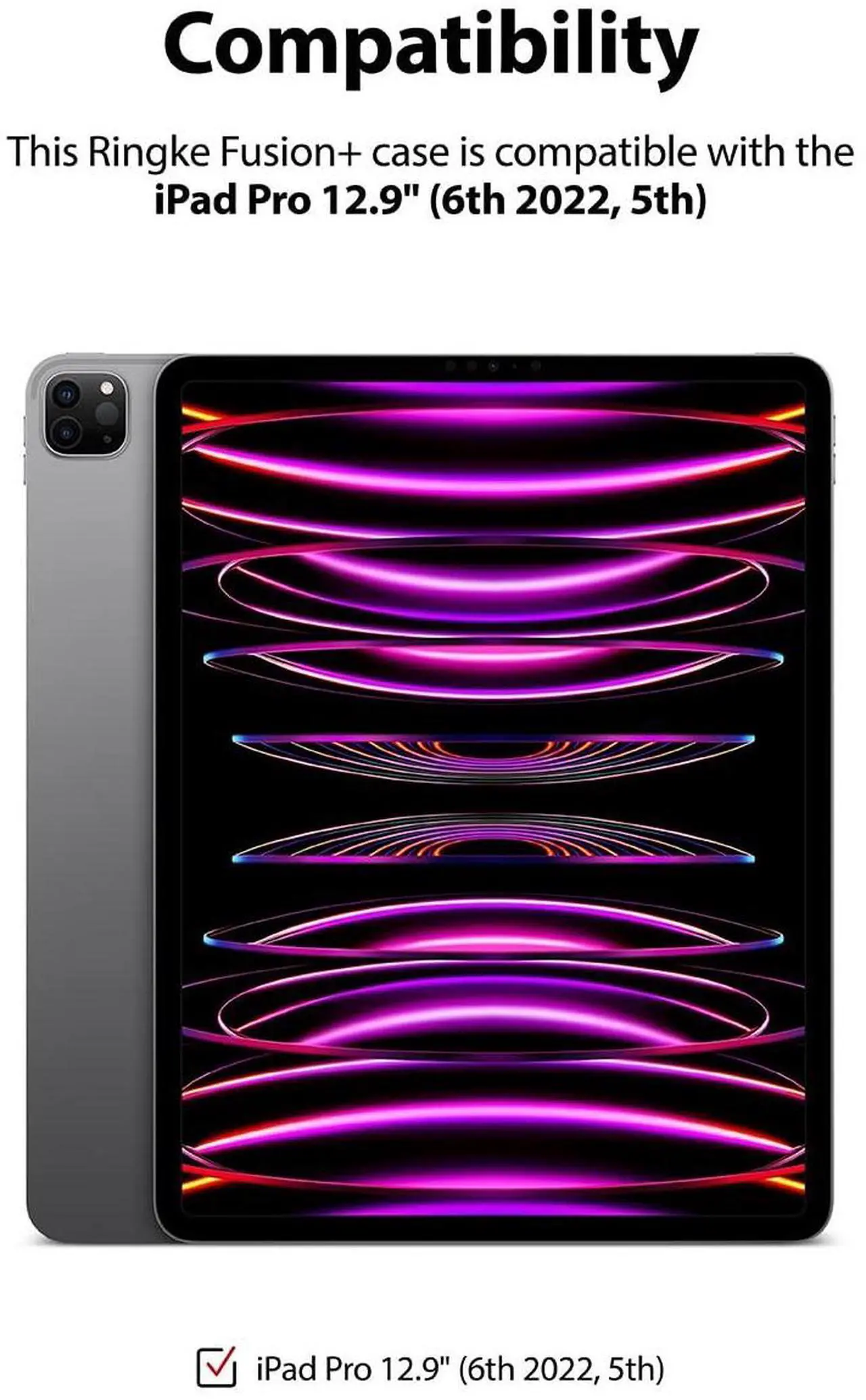Alt view image 2 of 5 - Ringke Fusion Plus [Case + Pencil Holder] Compatible with iPad Pro 12.9 Case (6th Generation 2022, 5th Generation 2021) Transparent Hard Back Shockproof Double Air Pocket Bumper - Clear