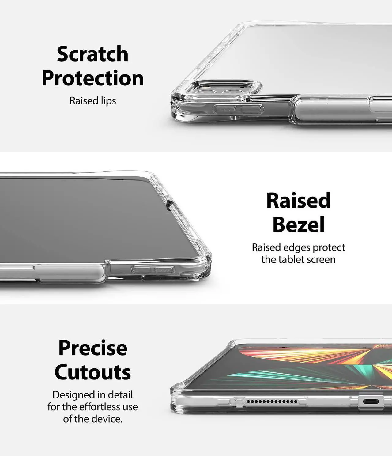 Alt view image 4 of 5 - Ringke Fusion Plus [Case + Pencil Holder] Compatible with iPad Pro 12.9 Case (6th Generation 2022, 5th Generation 2021) Transparent Hard Back Shockproof Double Air Pocket Bumper - Clear