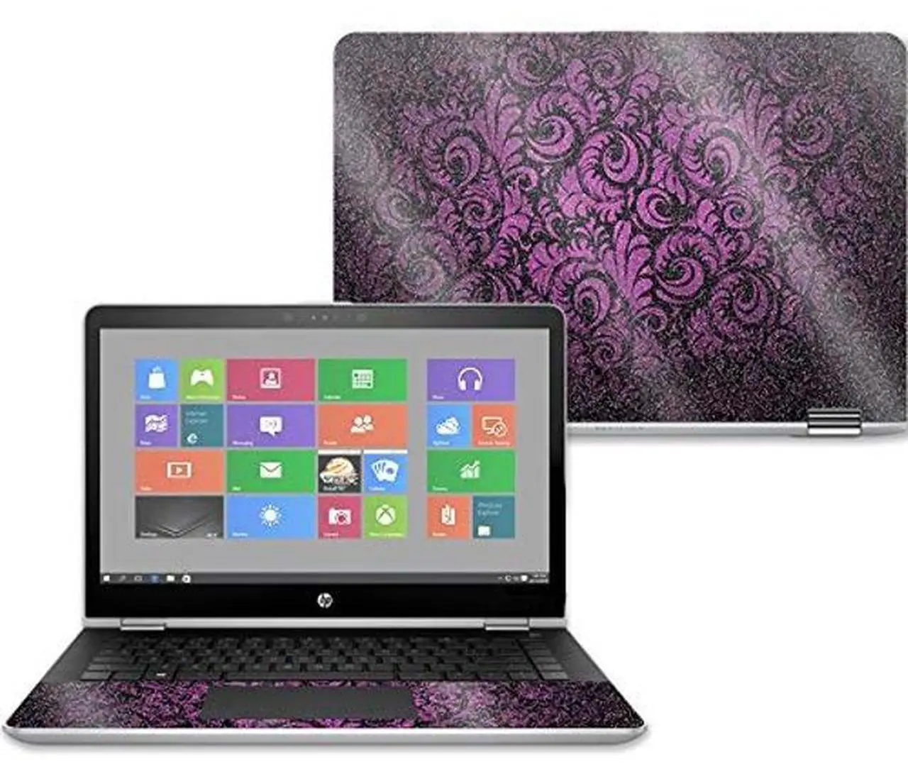 Main image of MightySkins Glossy Glitter Skin for HP Pavilion x360 14" (2017) - Purple Style | Protective, Durable High-Gloss Glitter Finish | Easy to Apply, Remove, and Change Styles | Made in The USA