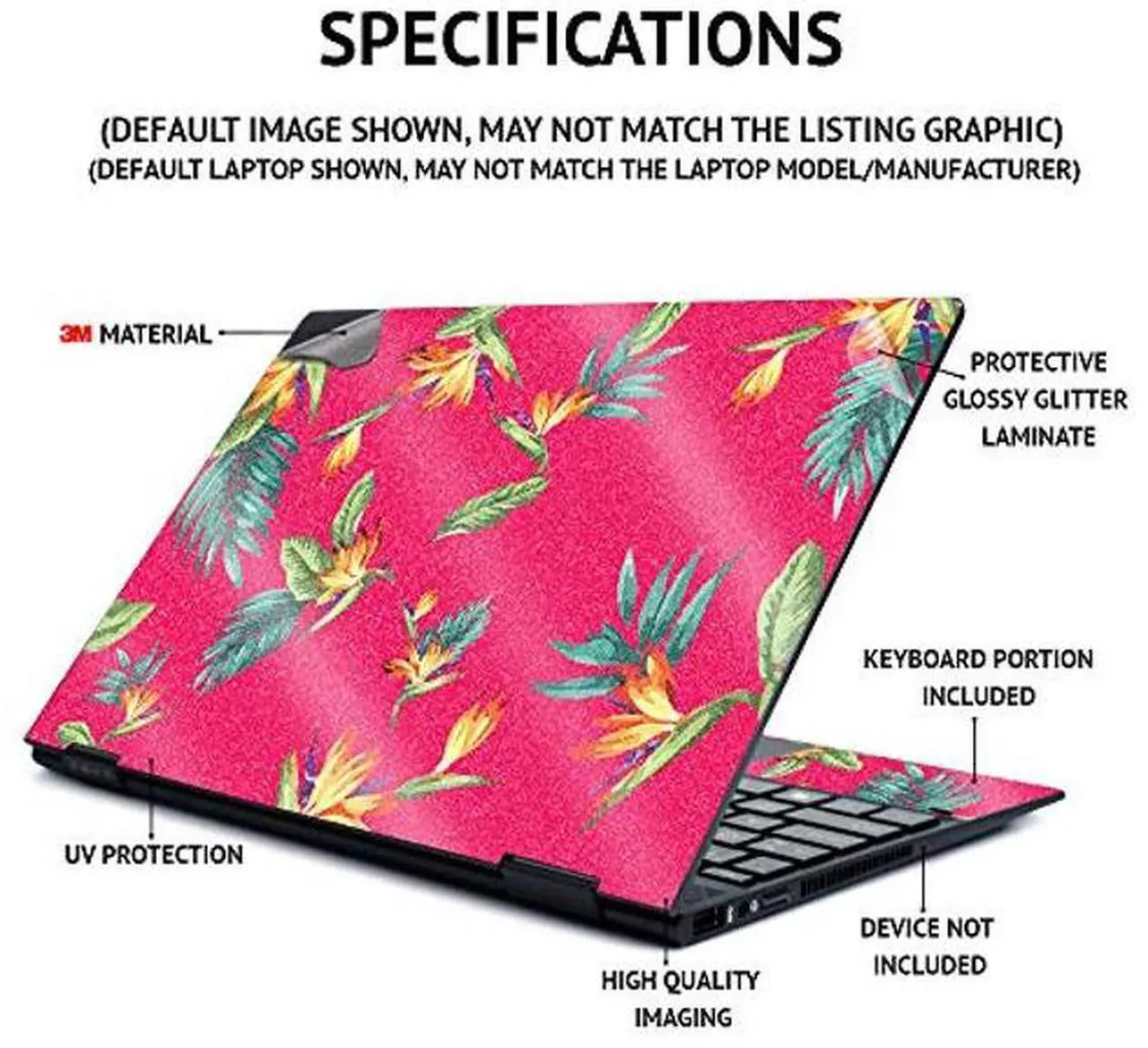 Alt view image 4 of 5 - MightySkins Glossy Glitter Skin for HP Pavilion x360 14" (2017) - Purple Style | Protective, Durable High-Gloss Glitter Finish | Easy to Apply, Remove, and Change Styles | Made in The USA