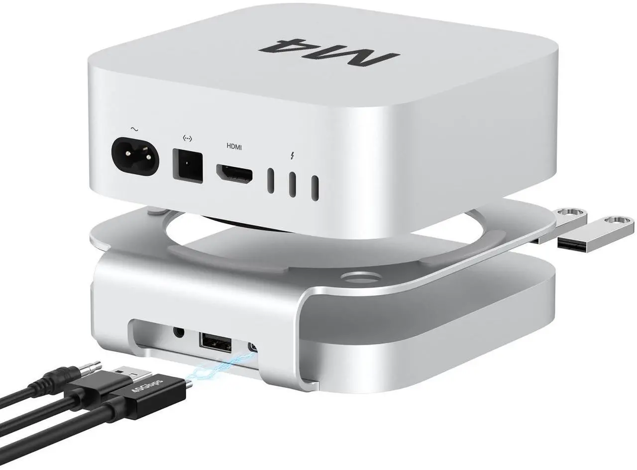 Main image of Akkyajaure 40Gbps USB4 Hub & Stand for Mac mini M4/M4 Pro, All-Aluminum Docking Station with 40Gbps M.2 SSD (NVMe PCle) Enclosure, 3*USB 2.0, 3.5mm Audio, USB4 Host | Mac mini M4 USB-4 Dock