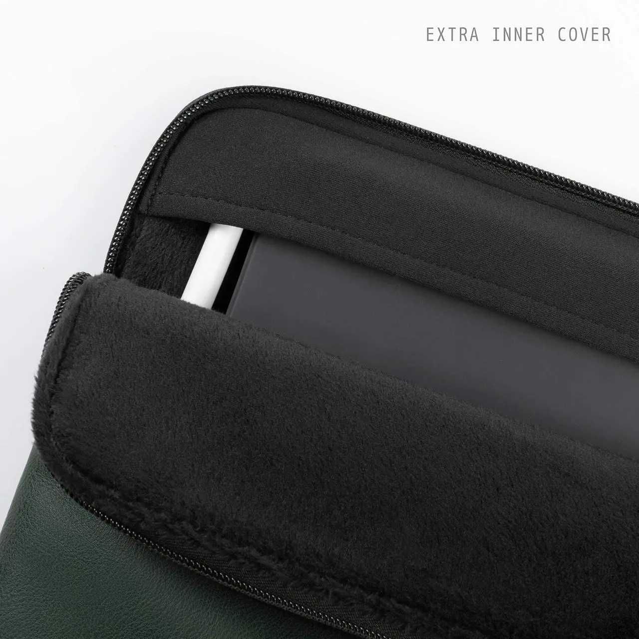 Alt view image 3 of 5 - Comfyable Tablet Sleeve Compatible with iPad Air 13 inch M3 2025, iPad Pro 13" M4 2024 with Magic Keyboard & Pencil Holder - PU Leather Bag Slim Protective Cover Case - Midnight Green