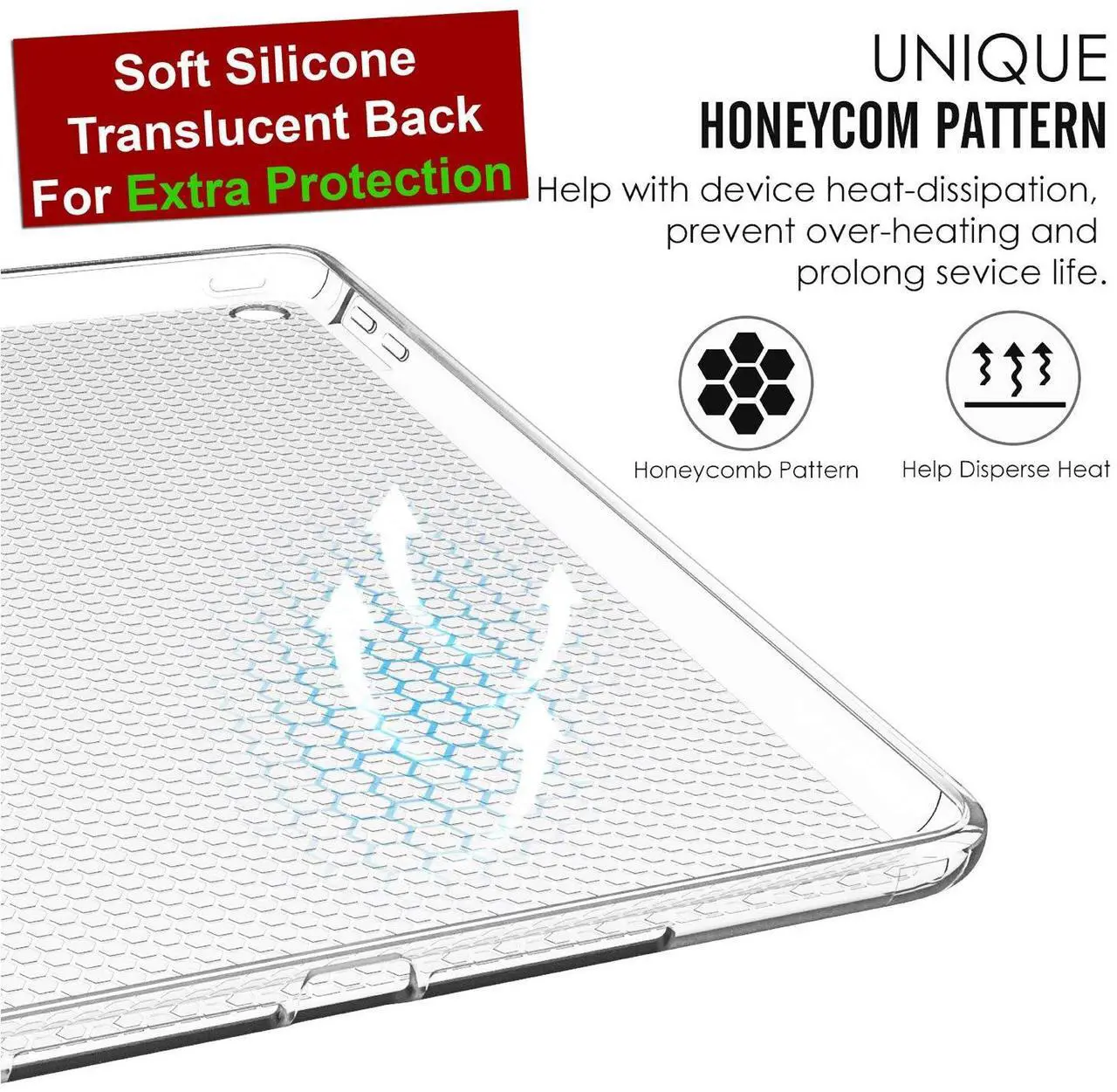 Alt view image 5 of 5 - DuraSafe Cases for iPad Mini 5th Gen 2019 7.9 Inch [ Mini 5 ] A2133 A2124 A2126 MUXH2LL/A MUXF2LL/A MUXG2LL/A Shock Proof Magnetic Dual Angle Stand with Honeycomb Pattern Clear Back Cover - Black