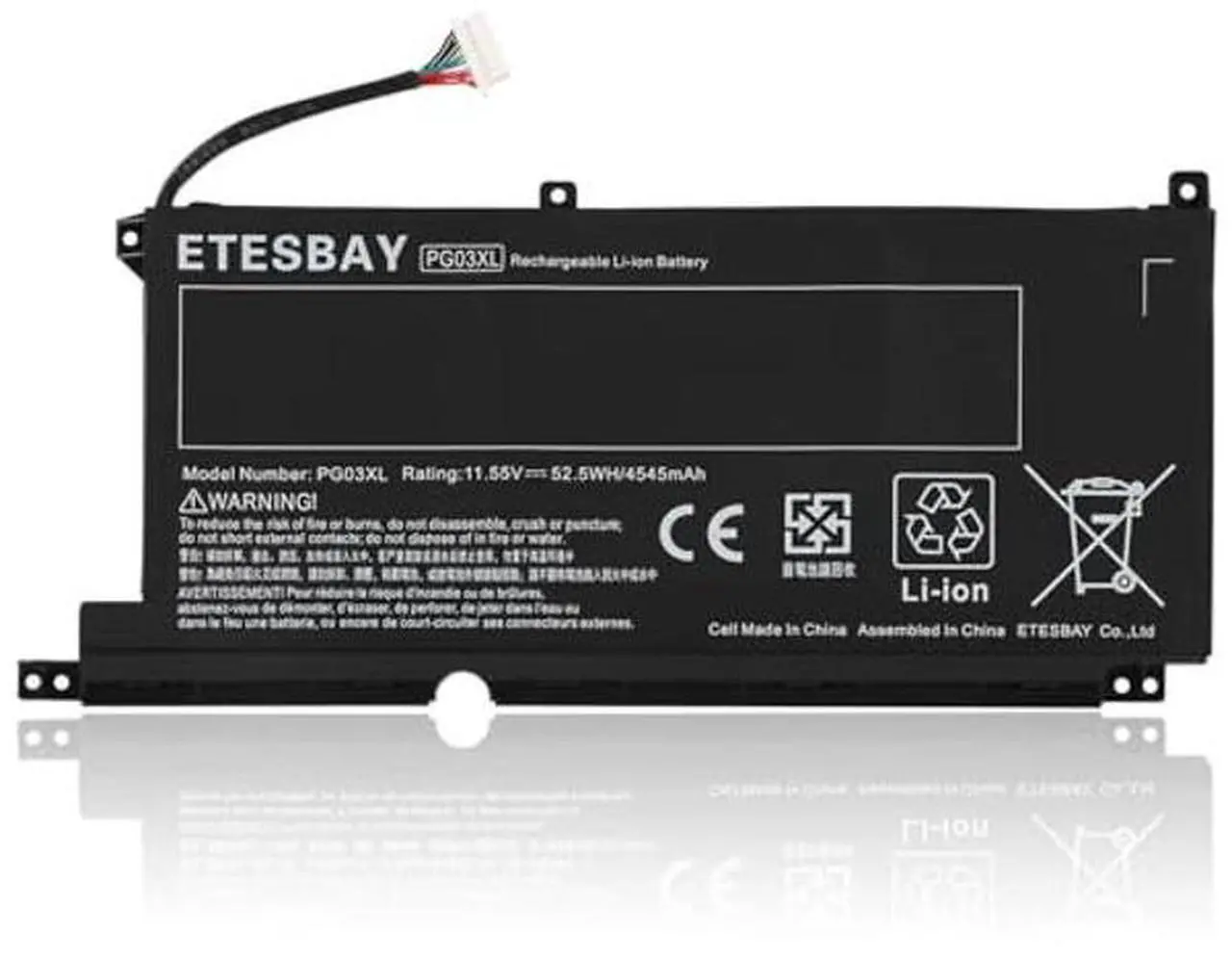 Main image of ETESBAY PG03XL HSTNN-DB9G Laptop Battery Compatible with HP Pavilion Gaming 15-DK 15-dk0000 15-DK0125TX OMEN 5X FPC52 Series HSTNN-OB1I L48430-AC1 L48495-005 L48430-2C1 11.55V