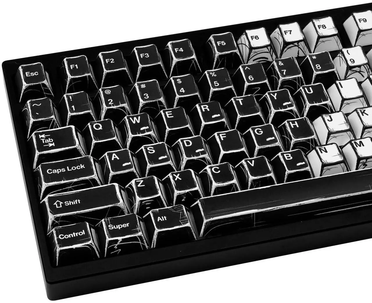 Main image of GEKUCAP PBT Keycaps, Black and White Japanese Manga Keycaps Set, 135 Keys Cherry Profile Dye Sub Custom Keycap Minimalis Keyboard Key caps for 60%, 65%, 75%, 100% Cherry MX Mechanical Keyboard