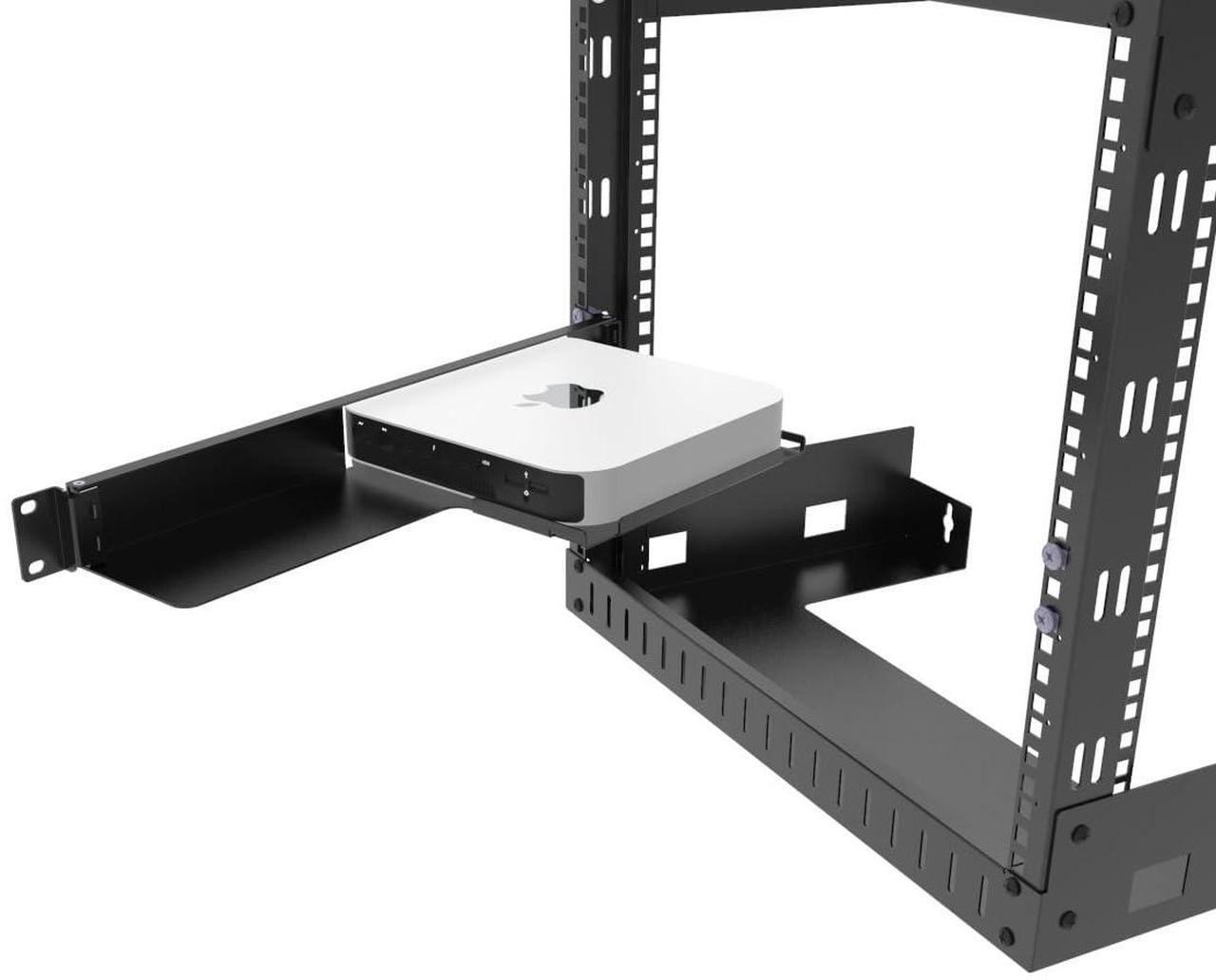 Alt view image 4 of 5 - JINGCHENGMEI 1U Mini Rack Mount for Apple Mac mini, 19-inch Hinged Server Rack Shelf for All Mac mini M2 and M1 Models