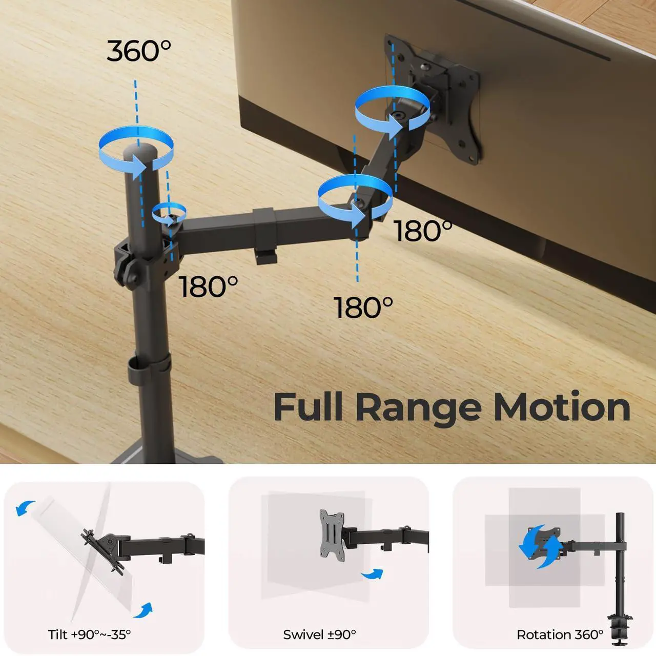 Alt view image 2 of 5 - JOY worker Single Laptop Notebook Desk Mount with Tray for 12-32inch Computer Screen, Fully Adjustable Laptop Desk Arm for Laptop Notebook up to 15.6'', Weight up to 17.6lbs