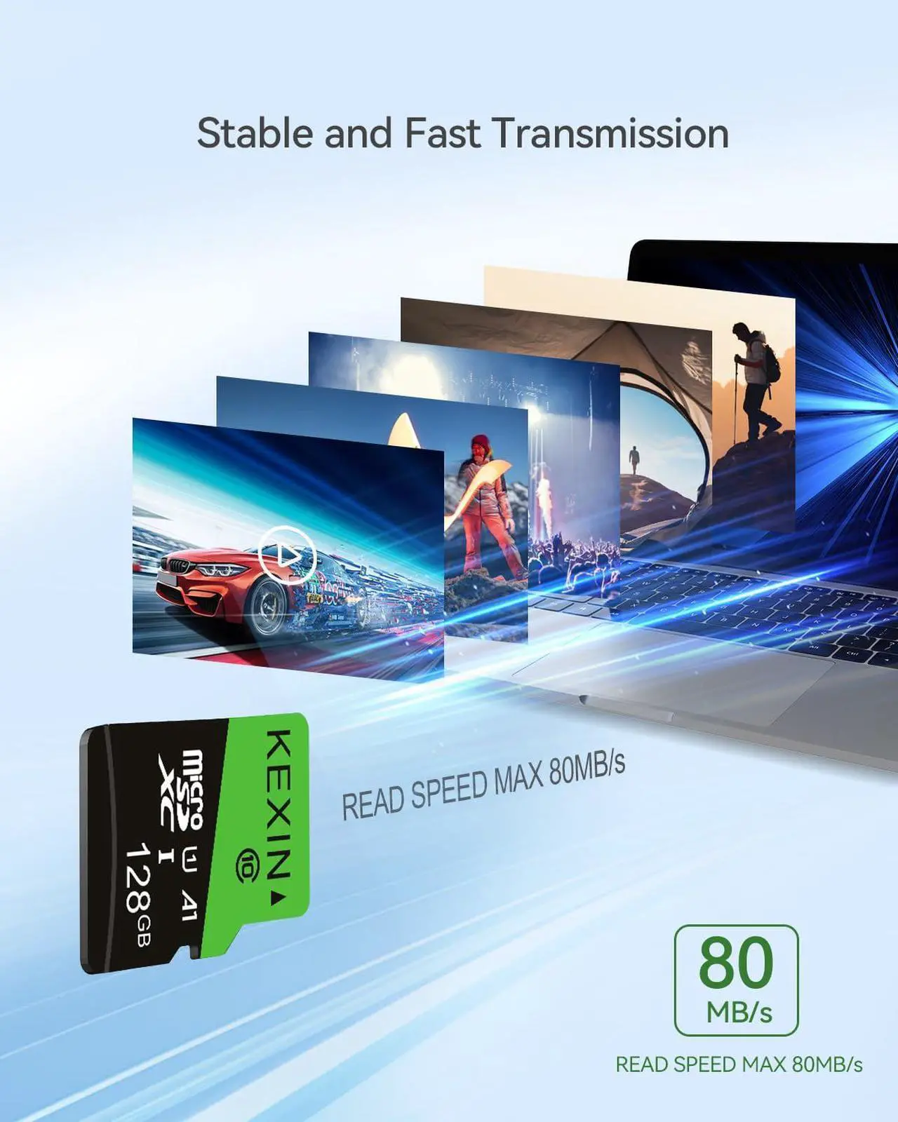 Alt view image 3 of 5 - KEXIN 128GB Micro SD Card 3 Pack - Full HD High Speed microSDXC Memory Card with SD Adapter UHS-I C10 U1 TF Card for Tablet Laptop Action Camera Dash Cam Drone Game Console, 128 G 3 Pack