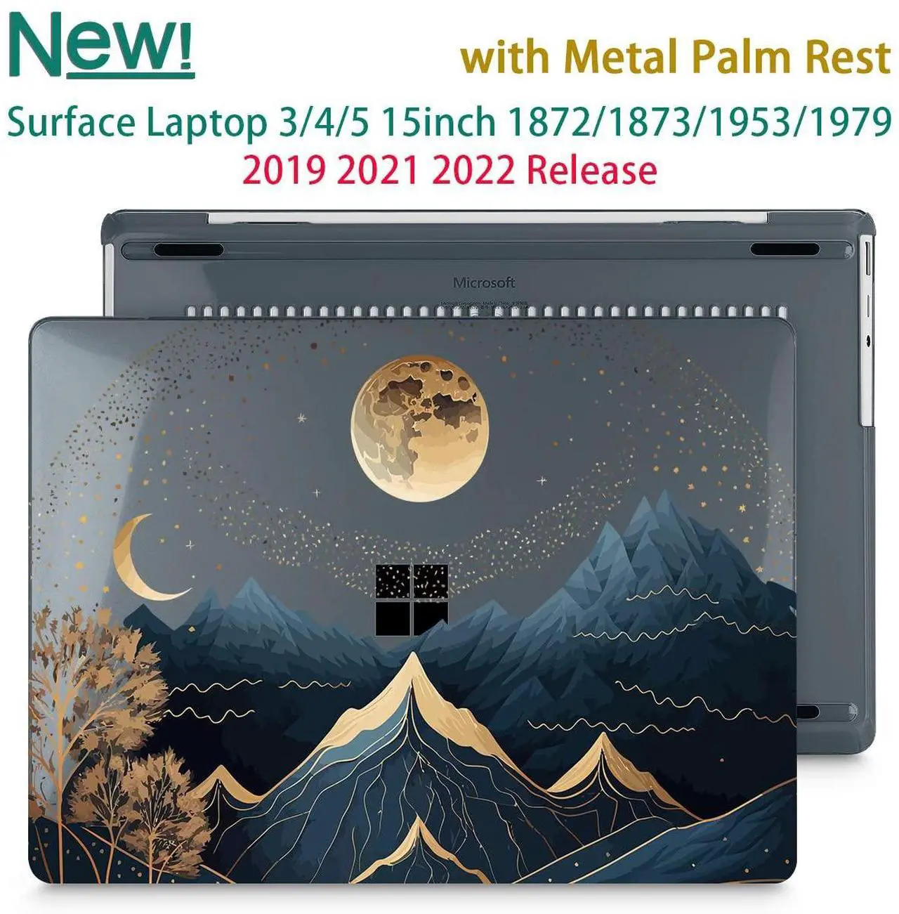 Alt view image 3 of 5 - May Chen for 15 inch Microsoft Surface Laptop 3/4/5 with Metal Palm Rest Models:1872 1873 1953 1979, Plastic Hard Shell Case with Screen Protector & Keyboard Cover & Dust Plug, Traditional