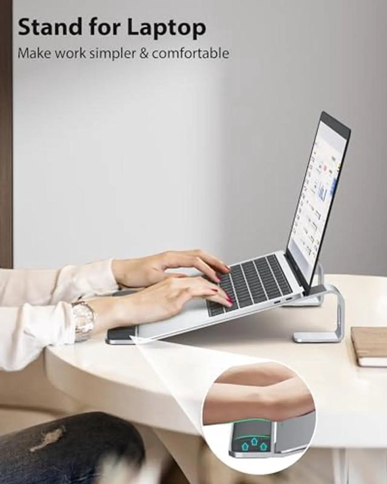 Alt view image 2 of 5 - NTMY Laptop Stand for Desk + Magic MagSafe Car Mount Vent