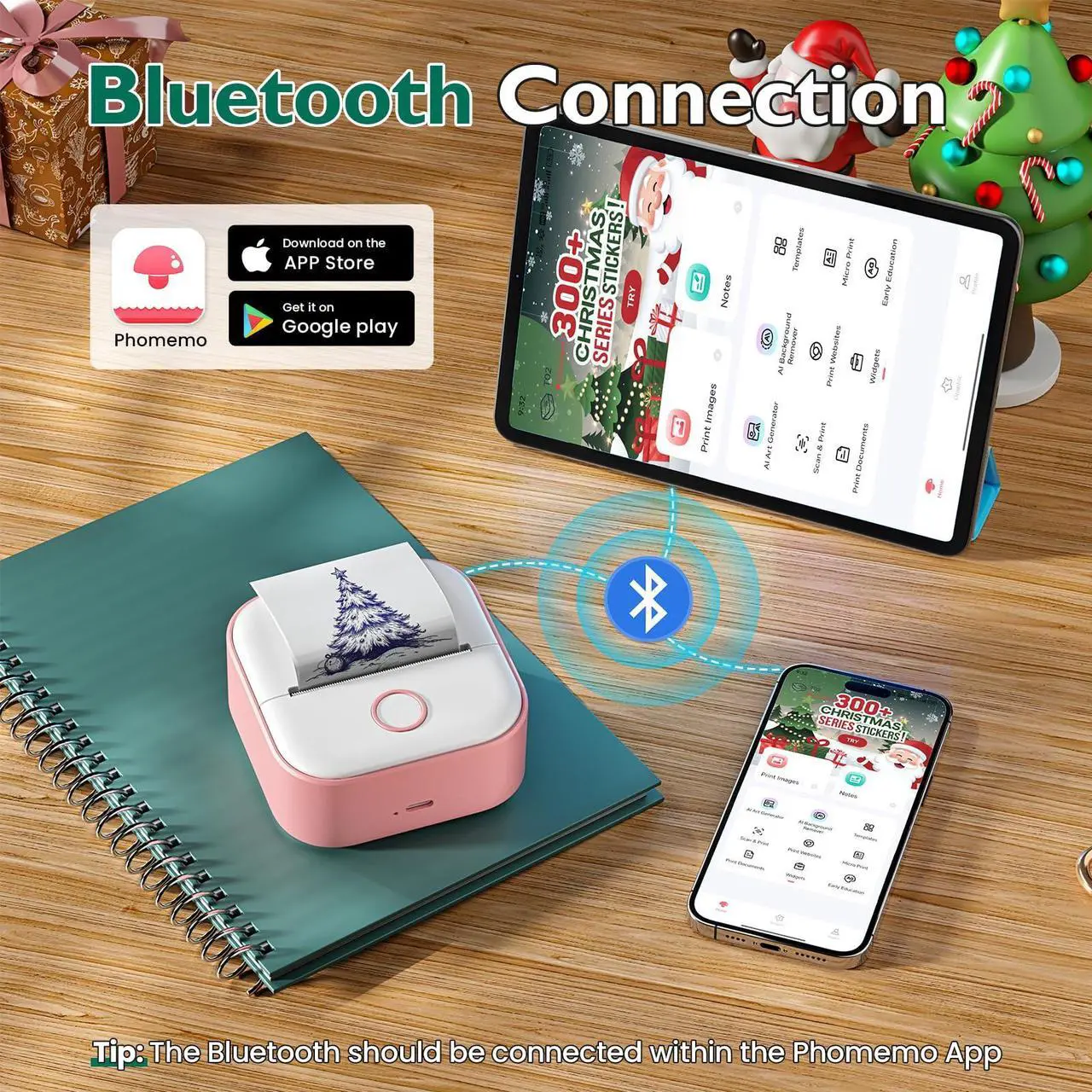 Alt view image 4 of 5 - Phomemo Sticker Printer- Print Pods Mini Printer, Thermal Sticker Machine T02 Sticker Maker with 3 Rolls Transparent Color Papers, for Study Notes, Stickers, Memo, Photos, Pink